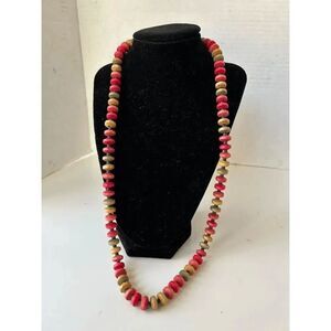 Vintage Boho Painted Wood Necklace